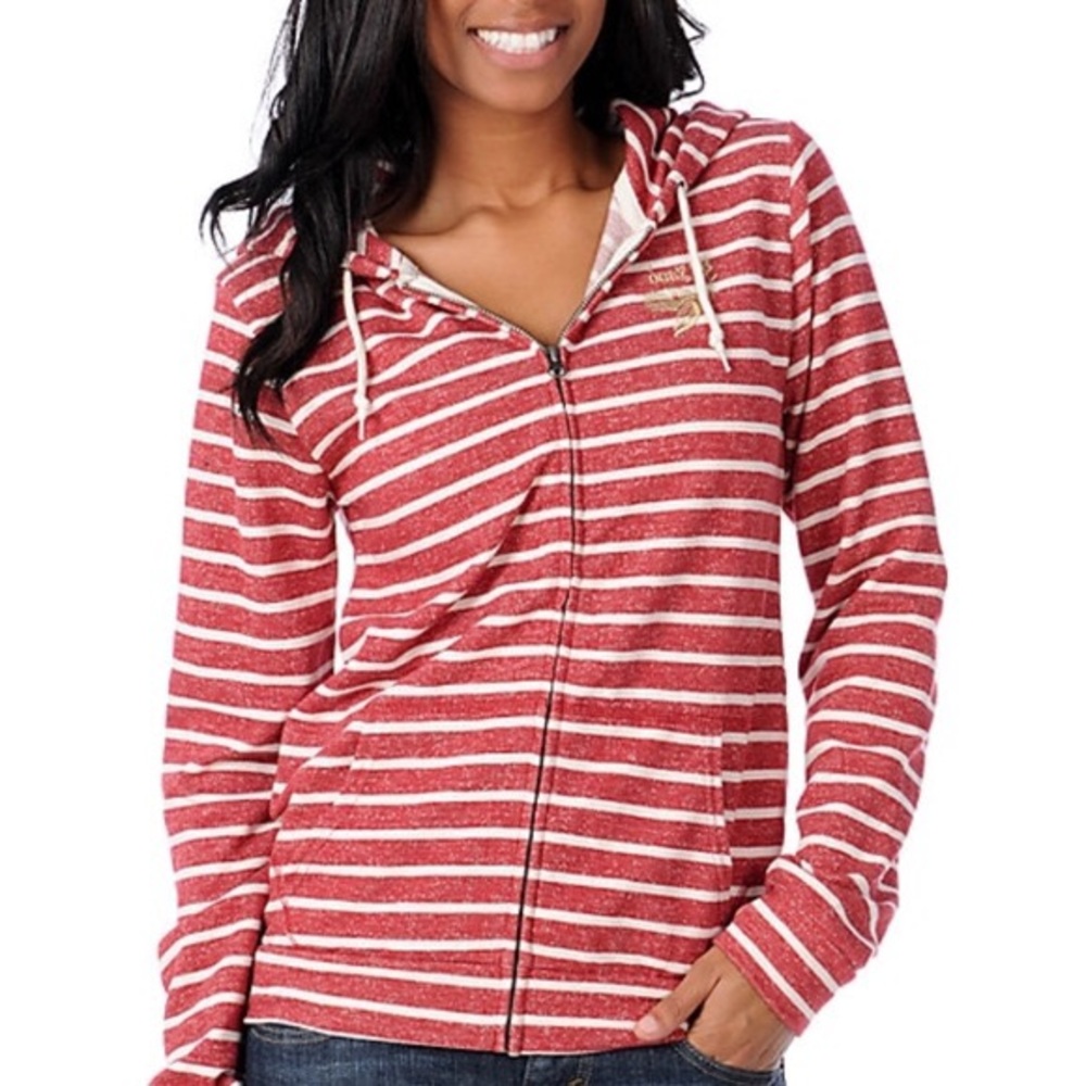 Obey red zip up sweater